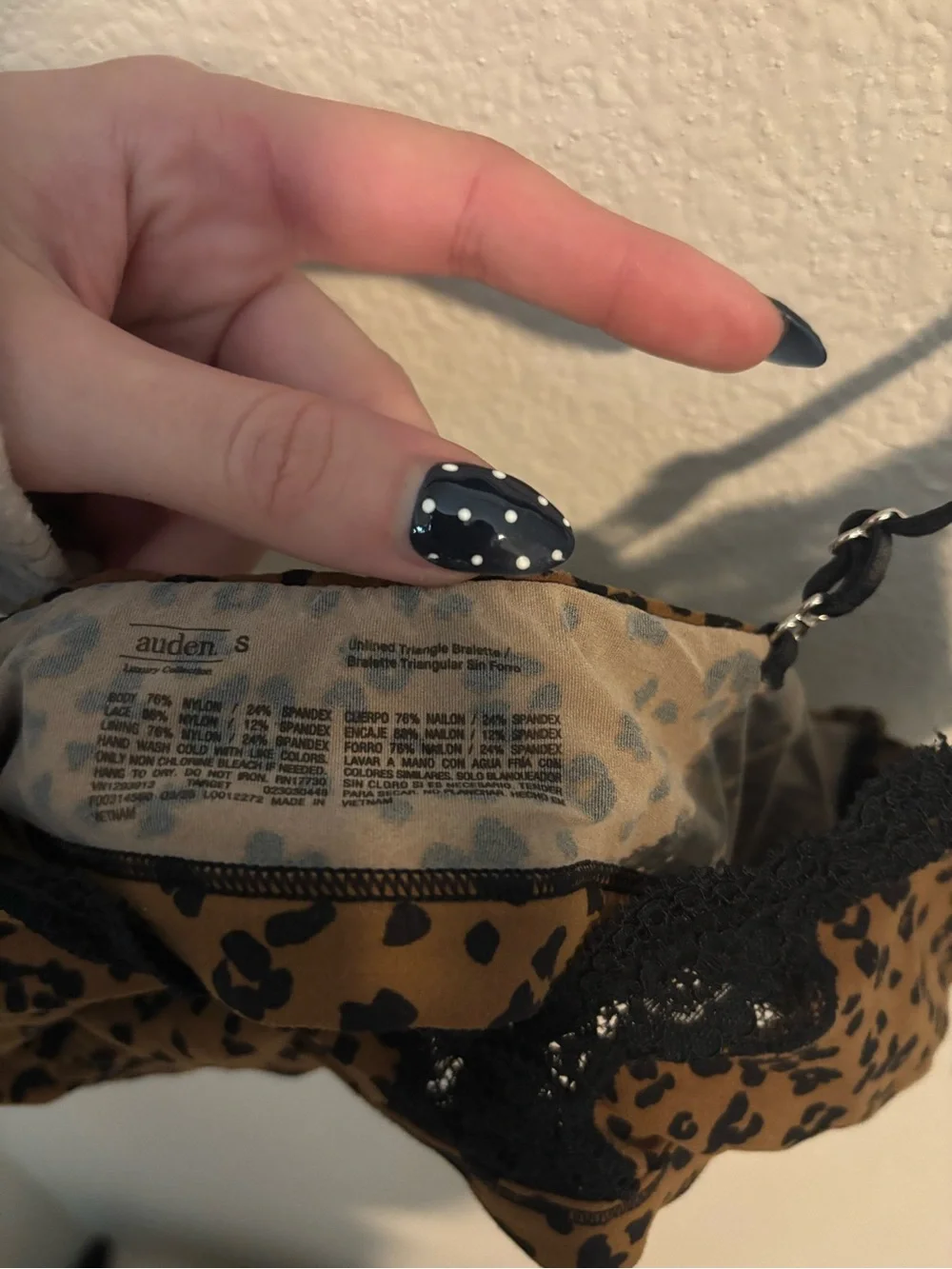 Target Auden Leopard Print Luxe Stretch Unlined Triangle Bralette - Picture 4 of 5